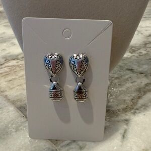 Brighton Silver Heart Drop Earrings